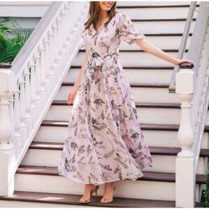 Gal Meets Glam Collection | Phoebe Floral Puff Sleeve Chiffon Maxi Dress